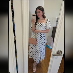 Camila Coelho Polka Dot Puff Sleeve Dress